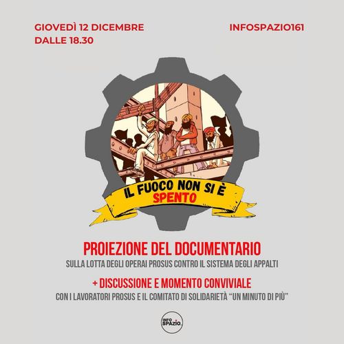 Proiezione del docu "Il fuoco non si è spento" e incontro con il Comitato di solidarietà.