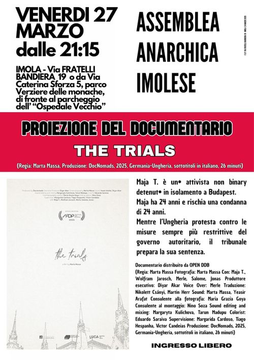 PROIEZIONE DI "THE TRIALS" - 27 MARZO 2026 - DALLE ORE 21:15
