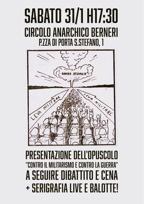 Presentazione dell'opuscolo "Contro il militarismo e contro la guerra"