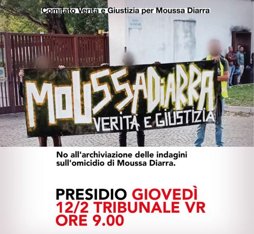 Presidio contro l'archiviazione del procedimento per l’omicidio di Moussa Diarra